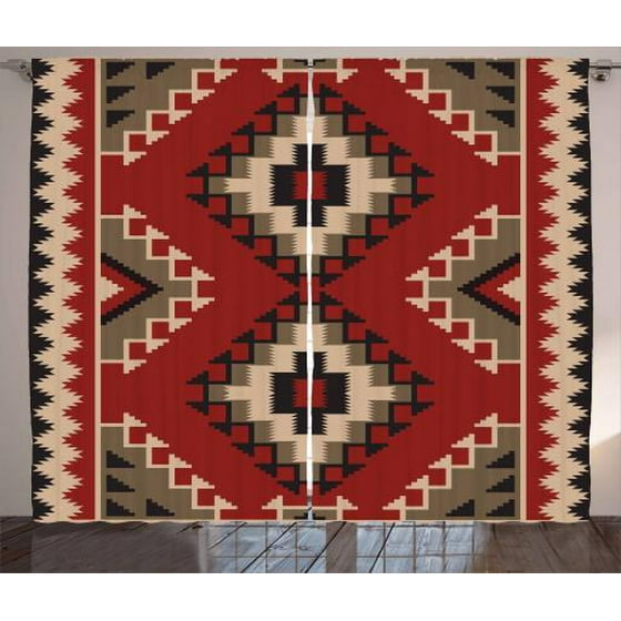 Afghan Curtains 2 Panels Set Middle Eastern Folklore Pixel Art Afghan Curtains 2 Panels Set Middle Eastern Folklore Pixel Art Triangles Style Geometric Ilration Window Ds For Living Room Bedroom