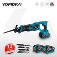 thumbnail image 2 of Sierra alternativa sin escobillas de 3000 W, sierra de mano, sierra de sable multifunción, para cortar tubos de madera y metal, con kit de 4 hojas para batería Makita, 2 of 5