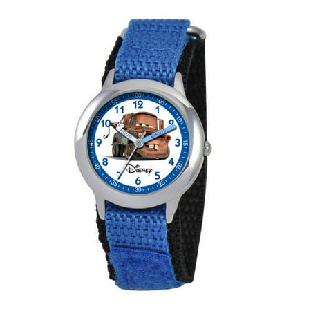 Disney Watches Kid's Cars Time Teacher Hook and Loop Fastener Watch in Blue