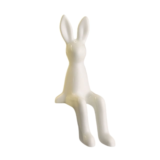 Easter Bunny Figurine, Cute Modern Easter Statue Tabletop Sculpture Centerpieces Decorations, Adorable Happy Easter Rabbit Statue with Easter Eggs for Spring Indoor Decorations, Tabletop Centerpieces
