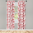 thumbnail image 2 of Ambesonne Sweetheart Curtains, Vintage Style Hearts Art, Pair of 28"x63", White Dark Coral, 2 of 4