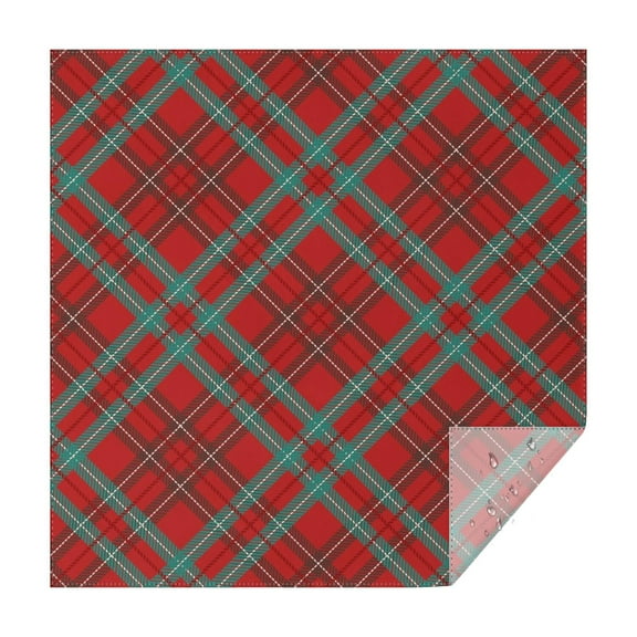 Christmas Square Tablecloth 42x42 Inch – Waterproof Polyester Printed Table Cover, Wrinkle Resistant & Washable for Kitchen Dining Picnic Party Decor, Single-v4-15, White