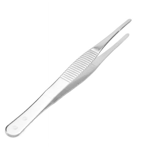 5.5" Long Silver Tone Stainless Steel Round Tip Tweezers