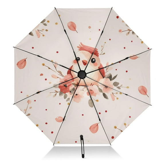 Flowers and Birds Pattern Design Extra Large Automatic Umbrella, UV Protection, Waterproof, Auto Open and Close