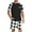14-Black White Gird, variant on Men's Pajamas Colors Contrast Short Sleeve Round Neck 2-piece Set Men's Loose Shorts Casual Set Raglan Pajamas