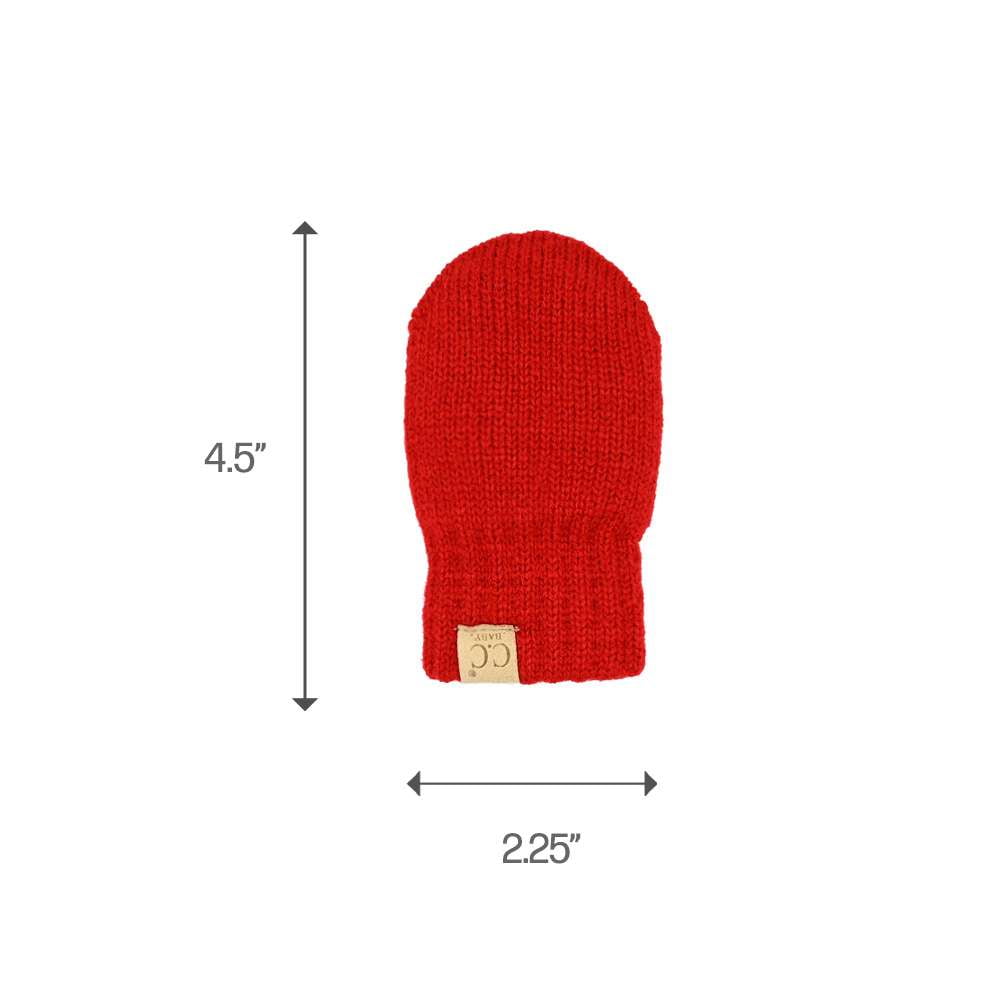 Knit Faux and Mitten Babies\' Winter Set, C.C Red Fuzzy Cable Lined Fur Beanie Pom