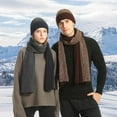thumbnail image 5 of Men's Winter Hat Scarf Gloves Set, 3 PCS Warm Beanie Long Scarf fleece lined Touchscreen Gloves for Cold Weather, 5 of 14