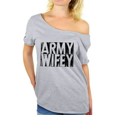 Army Wife Graphics - Awkward Styles Army Wifey Shirt Army Wife Off the Shoulder T Shirt Valentine's Day Gift Army Wife Devotional Tshirt Valentine Shirts for Women Army Wife Gifts Proud Army Wife T-Shirt Army Wifey Gift
