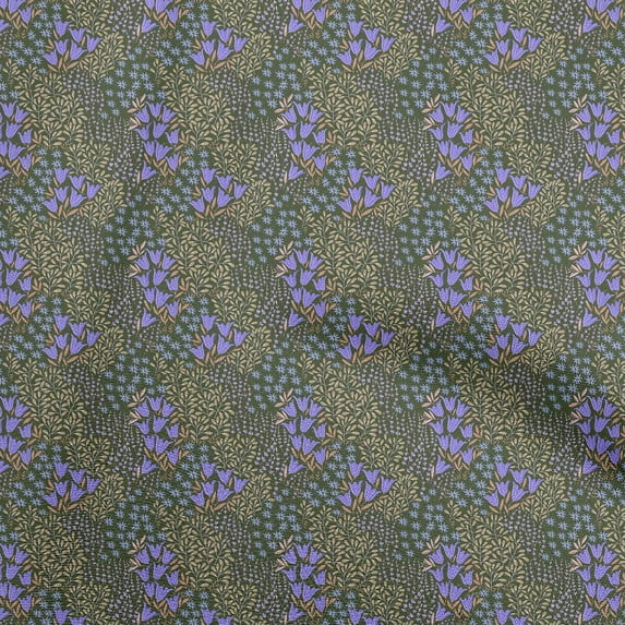 oneOone Velvet Green Fabric Asian Floral Diy Clothing Quilting Fabric Print Fabric By Yard 58 Inch Wide