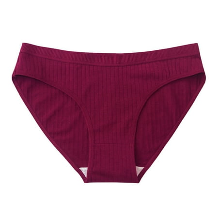 Best Price: Women Panties  Ropa Interior de Bikini para Mujer  Women Fashion Solid Color Mid-rise Breathable Leisure Briefs SOPATENOR Red L