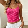 thumbnail image 2 of COMVALUE Polka Dots Tank Top for Women Teens Girls Cute Summer Tops | Y2K Lace Trim V Neck Camisole Slim Fit Going Out Tops Streetwear Hot Pink S, 2 of 6