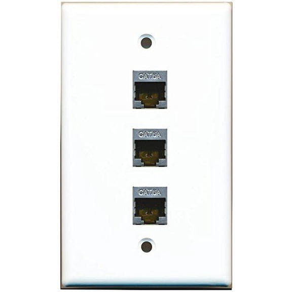RiteAV CAT 6A 3 Port Shielded Wall Plate 1 Gang White