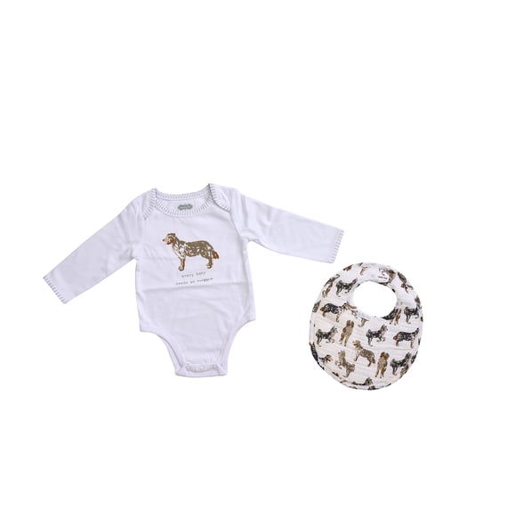 Conjunto de body y babero para bebé Mud Pie Aussie de 0 a 6 meses