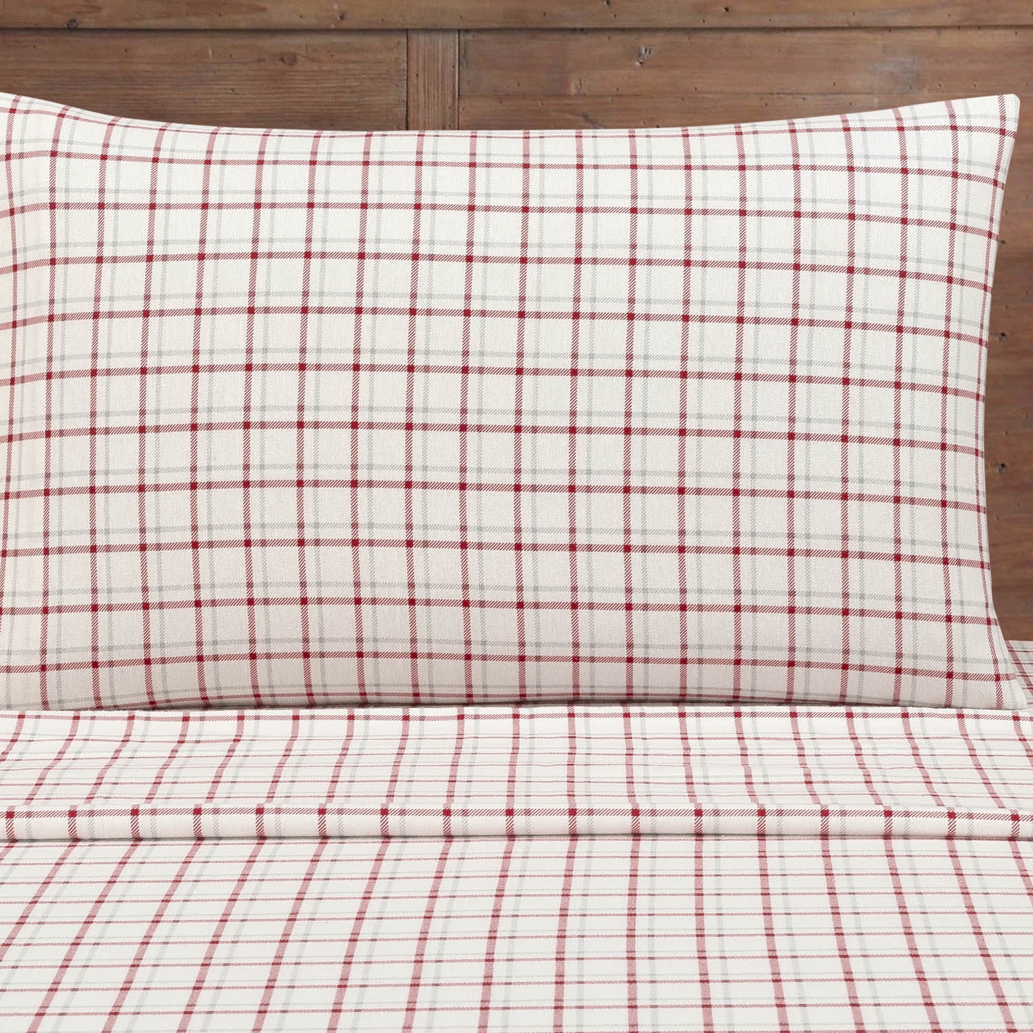 Mainstays 3-Piece Flannel Sheet Set, Red Plaid, Twin