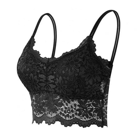 

Lace Bandeau Bras for Women 3/4 Cup with Padded Wire Free Lingerie Camisole Fashion Halter Crop Top Sheer Bralette