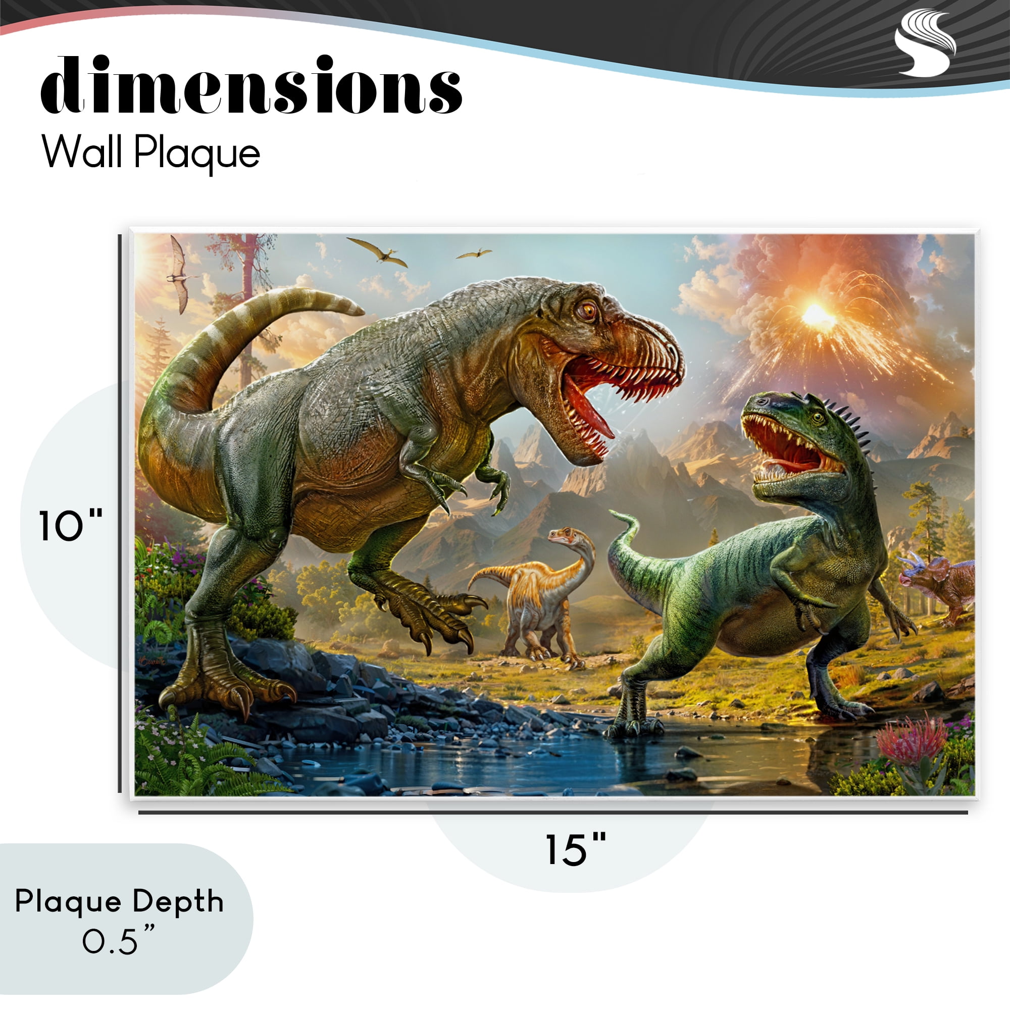 Stupell Industries T-Rex Encounter at Riverbank Wall Plaque Art, design by Henriette Chinaglia