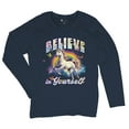 thumbnail image 5 of Believe in Yourself Unicorn Women's Long Sleeve T-shirt Colorful Rainbow Magical Pony, 5 of 7