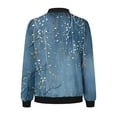 thumbnail image 5 of Feancey Spring Sales Womens Bomber Jackets Trendy Floral Print Short Jackets Lightweight Zip Up Flight Jacket Coat Casual Elastic Ribbed Varsity Outwear Multicolor XL, 5 of 5