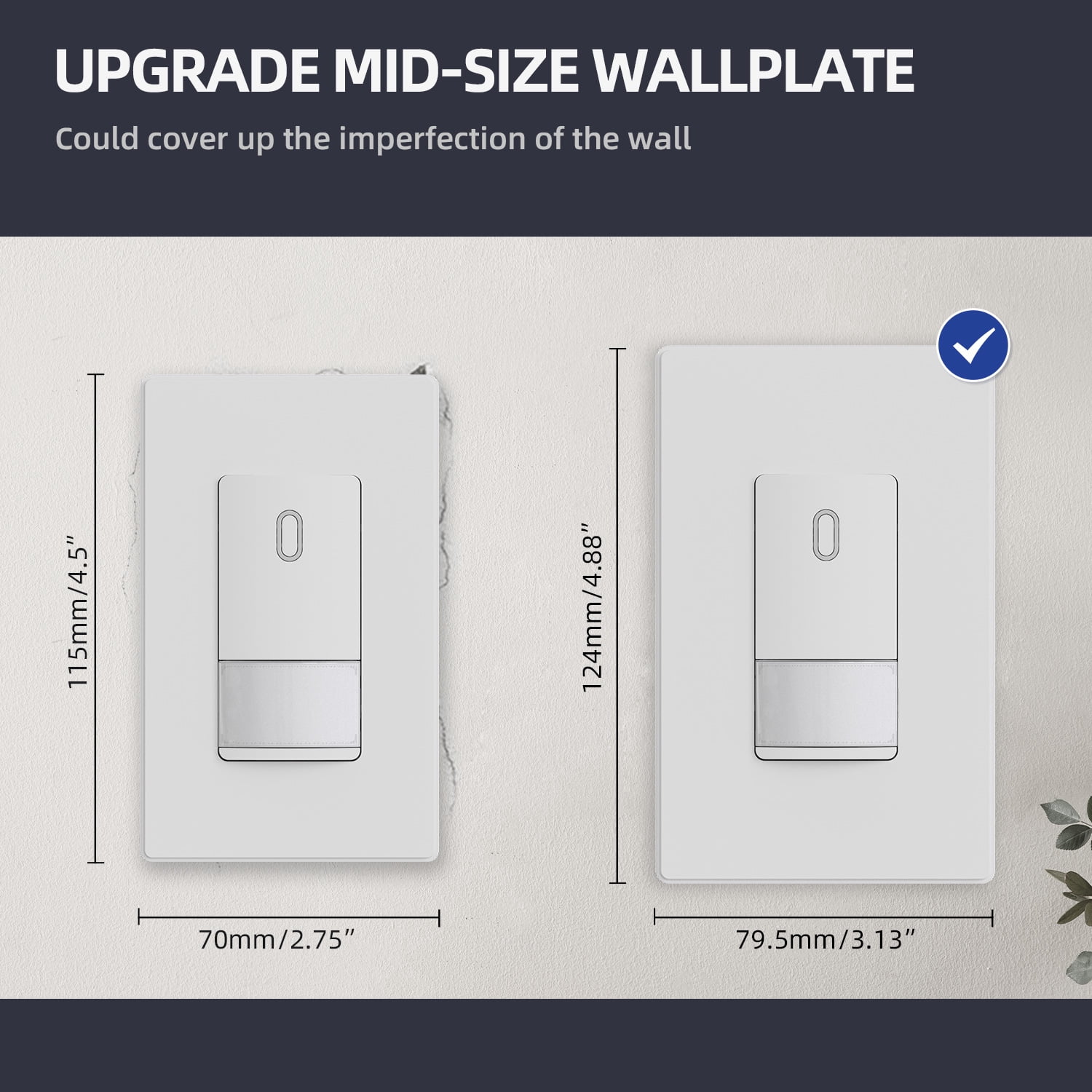 Hyper Tough 1-Gang Screwless Wall Plate for Standard Decorator Devices, Mid-Size, White