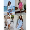 thumbnail image 5 of UVN Swimsuit Cover Up 3/4 Sleeve V Neck Shirts for Women Bathing Suit Cover Up Summer Tops, 5 of 9