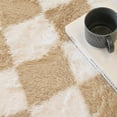 thumbnail image 6 of Pentantan 5’x 8’ Shag Area Rugs, Soft Fluffy Modern Checkered Indoor Carpet for Living Room Bedroom, Camel & White, 6 of 7