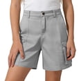 thumbnail image 4 of CQONEPT Boys and Girls Elastic Waist Cargo Shorts Lightweight Casual Shorts Stretch School Uniform with Multi Pockets Summer Clothes Gray 11 Years, 4 of 7