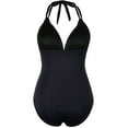 thumbnail image 3 of Ovticza Women Tummy Control One Piece Swimsuits Halter Push Up Bathing Suits Black 2XL, 3 of 6