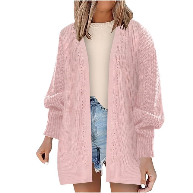 Styesk Cardigan Sweaters for Women Open Front Chunky Long Cardigans Casual Loose Fit Crochet Sweaters Versatile Solid Color Fall Outfits Long Sleeve Knit Cardigans