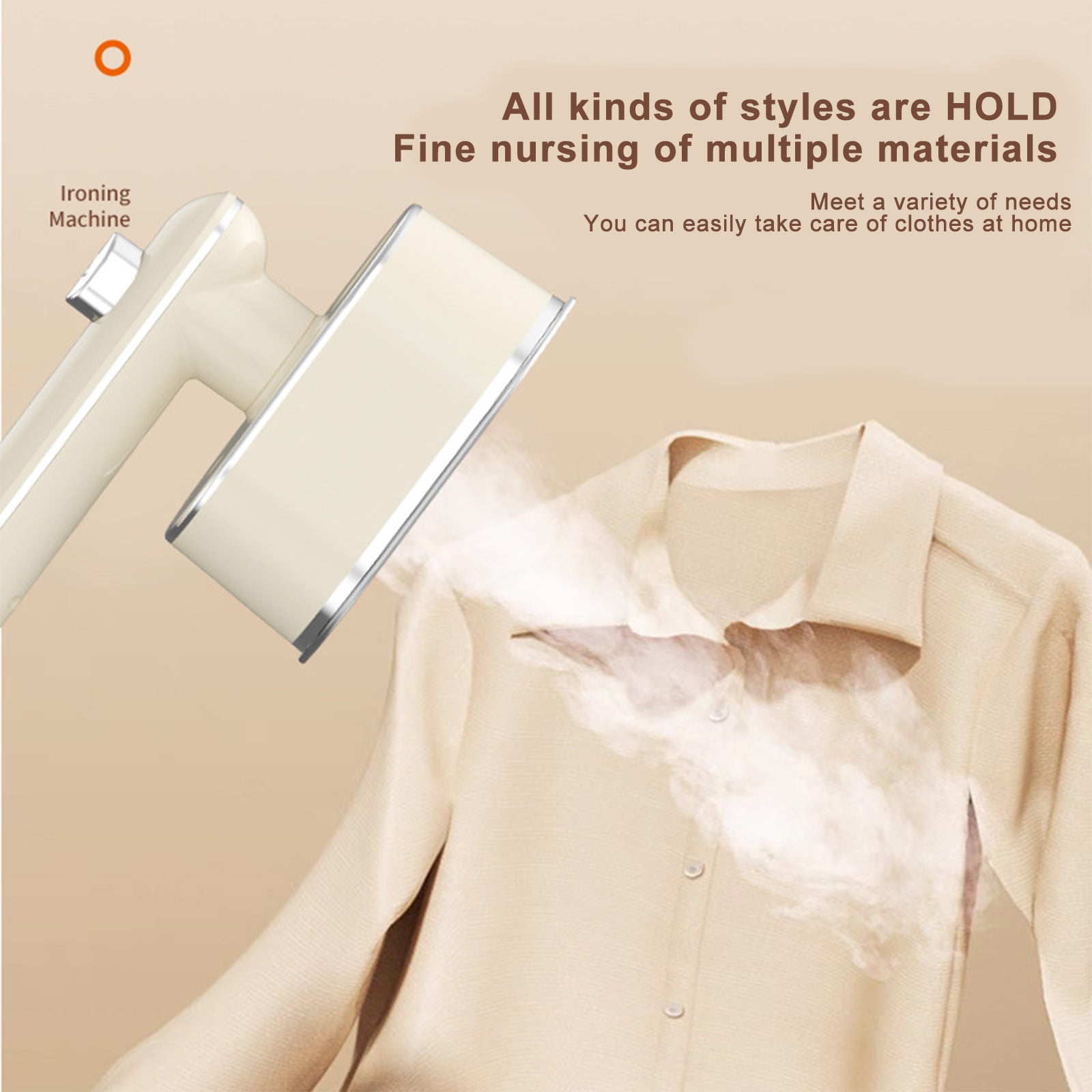 Tuphregyow Foldable Portable Mini Handheld Travel Steam Iron for Clothes, Hanging Ironing Machine with Supercharged Heating System and Large Panel Wrinkle Removal for Home and Dormitory Use Beige