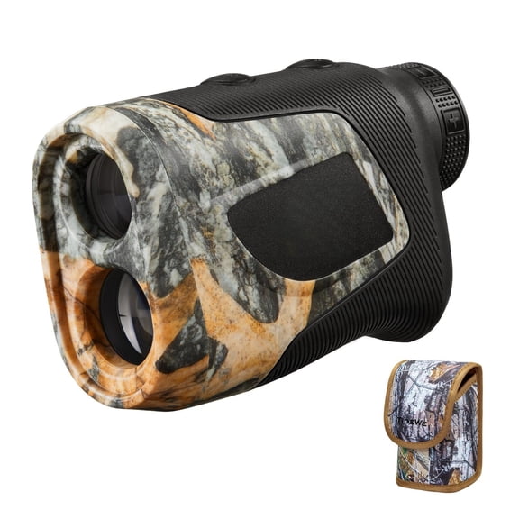 Rechargeable Camo Laser Hunting Rangefinder, 700 Yard 6X Magnification Range Finder with Distance‑Angle‑Speed‑Scan Modes, Water‑Resistant Hunting Rangefinder with Carry Case