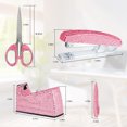 thumbnail image 2 of Office Stationery Set,Desk Accessory Kit, Home Office Necessary- Stapler & Desktop Tape Dispenser & Ballpoint Pens & Scissor 4 Piece Office Desk Accessories Kits(Pink), 2 of 7