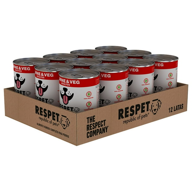 Alimento para perro Respet paquete de 12 latas Carne y Vegetales de 410 gr 