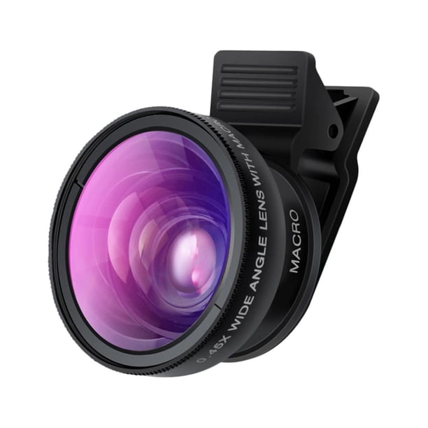 EeaseMX Lente para teléfono 0.45X Gran Angular 12.5X Macro Sin Distorsión Lente de Cámara 2 en 1 para Smartphone (Negro)