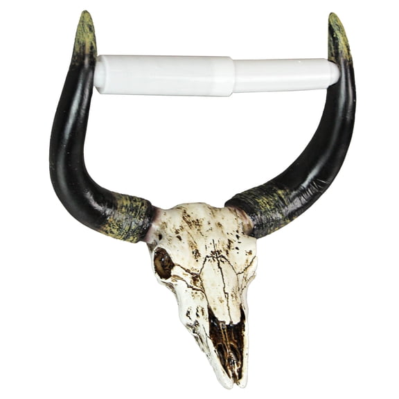 Zeckos Cow Steer Skull Toilet Paper Holder Western Home Bathroom Decor