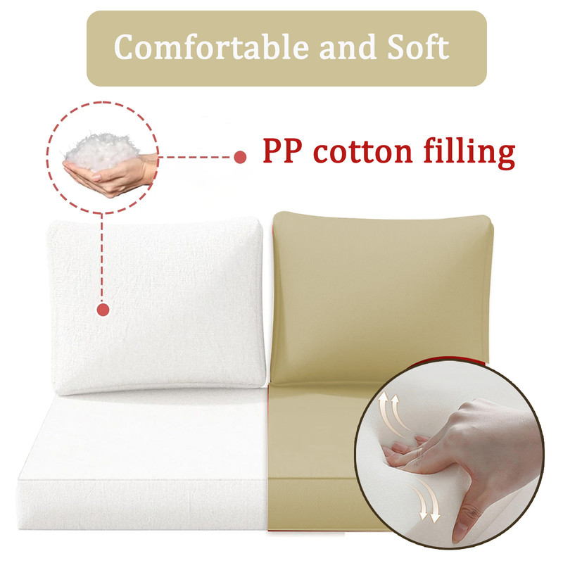 Outdoor Loveseat Cushion Set, Water Resistant chair cushion for patio furniture 48 x 24 inch, Outdoor Sofa replacement Cushions with Ties, Deep Seat Cushions（Beige）