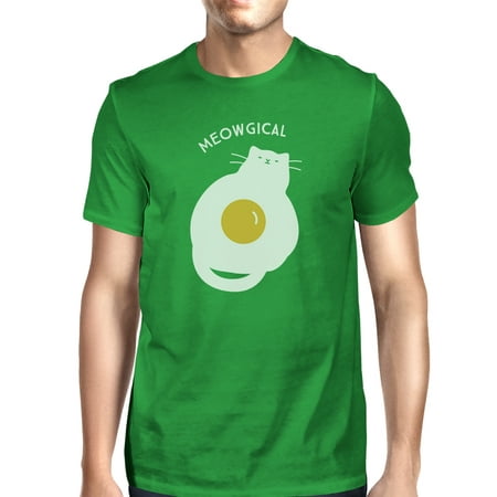 Meowgical Cat And Fried Egg Mens Green Halloween Cat Lovers Tshirt