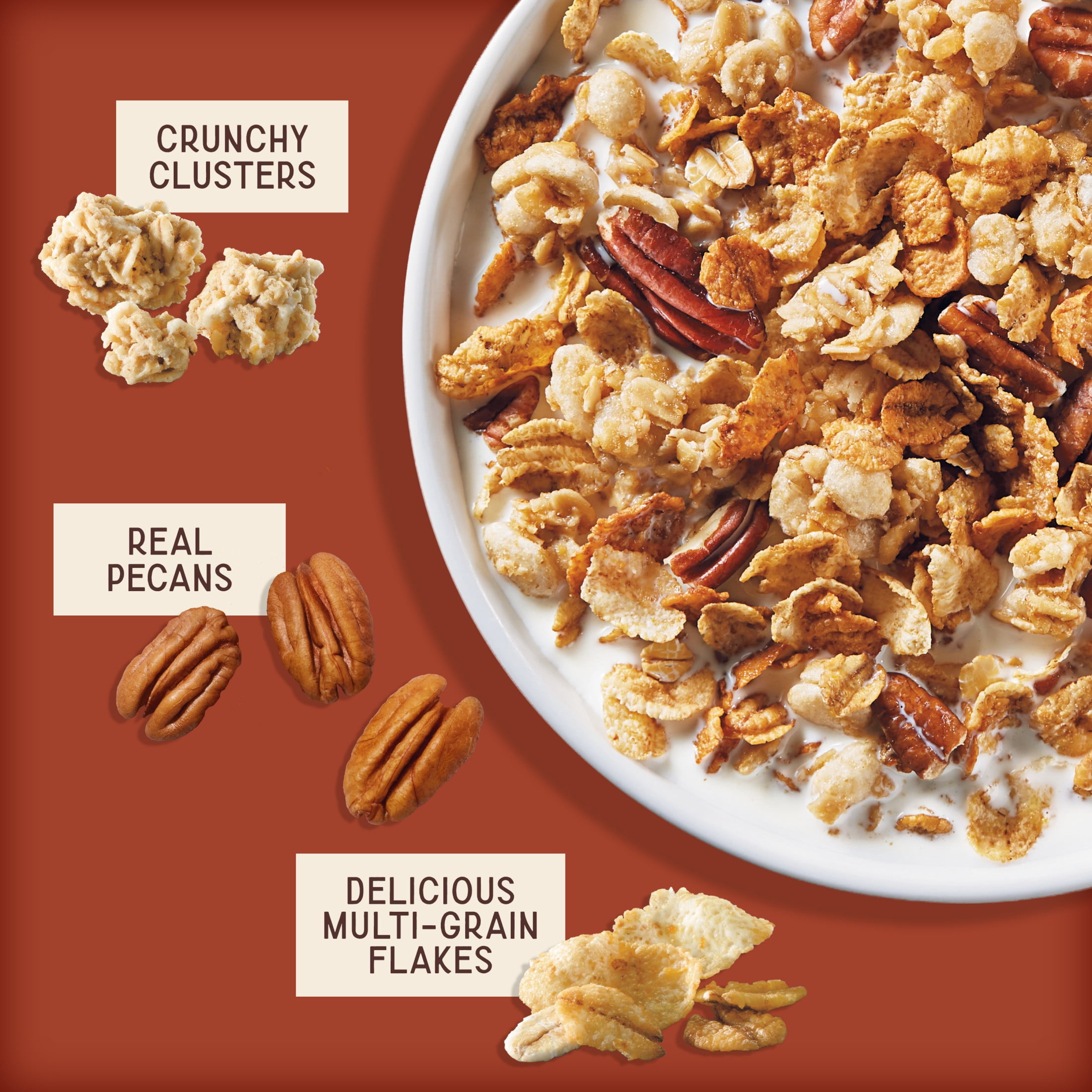 Post Great Grains Crunchy Pecan Breakfast Cereal, Non GMO, Heart Healthy, Low Fat, Whole Grain, 19oz