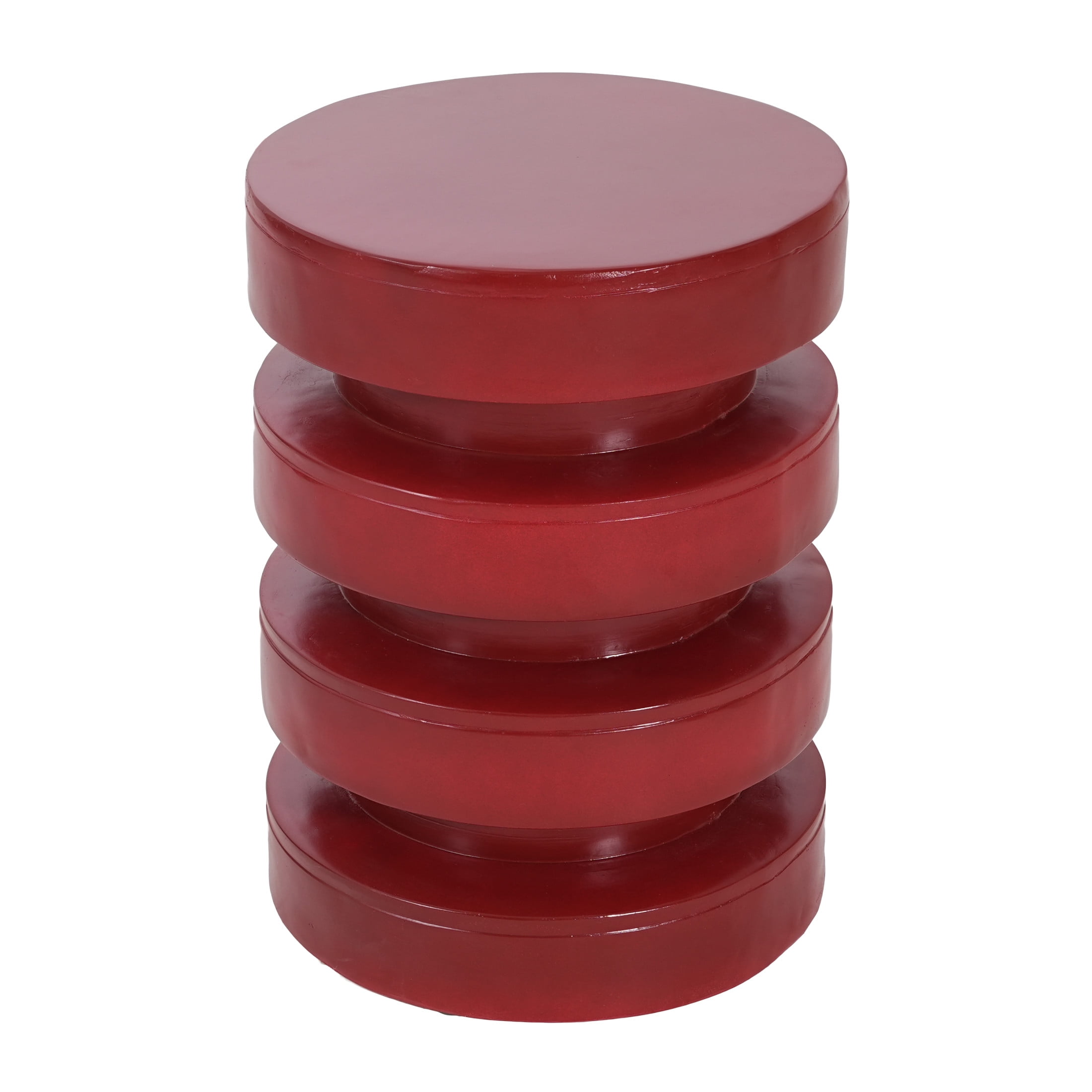 Christopher Knight Home 14.2" MGO Round Side Table, 3-Tier Indoor Outdoor Accent End Table, Red