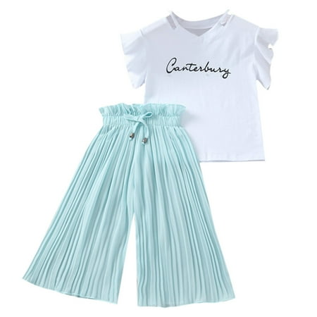 

simu Valentines Day Girls Outfits Outfits Tops+Ruffle Pants Kids Shirt T Loose Children Girls Baby Letter Girls Outfits&Set for Birthday Wedding
