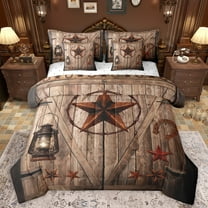 Manfei Texas Star Twin Bedding Sets 7-Piece for Teens Adults,Western Rustic Cabin Bedding Comforter Set Microfiber,Exotic Style Breathable Sheet Sets,Breathable Home Decor,Reversible
