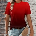 thumbnail image 2 of Cotton tops for Women Gradient Printing Women's T-Shirts Crew Neck Activewear Short Sleeve Breathable Summer Tops Loose Thin Ladies Blouses Tees Tunic Casual Plus Size Clothing, 2 of 5