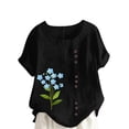 thumbnail image 5 of Pisexur Hauts d'Été pour Femmes, Hauts Tendance pour Femmes, Hauts Grande Taille pour Femmes, Haut Décontracté à Manches Courtes Col Rond Ample Couleur Unie Multicolore,G, 5 of 5