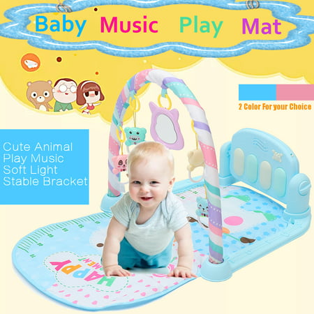 3 IN 1 Infant Baby Kids Fitness Play Musical Piano Toy Gym Exercise Mat Playmat Crawling Tummy Time Soft Toddler (Best Tummy Exercises After Baby)