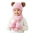 thumbnail image 2 of PureCasa Kids Beanie Hat Scarf Gloves Set Solid Color Fleece Lined Keep Warm Hat Scarf Gloves Three-Piece Set Kids, 2 of 6