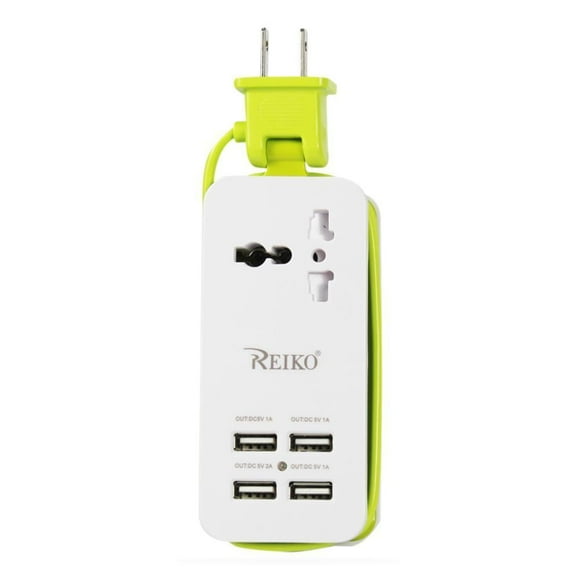 REIKO 4 AMP HOME TRAVEL CHARGING STATION IN GREEN
