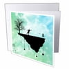 3dRose Putt Plastic In Its Place - disc golf silhouette putting with blue skies - Greeting Card, 6 by 6-inch