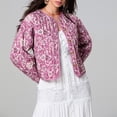 thumbnail image 2 of Gupgi Women Floral Puffer Jacket Round Neck Long Sleeve Button Down Cardigan Winter Fall Coat, 2 of 9