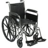 Drive Medical Chrome Sport Wheelchair, Detachable Full Arms, Swing away Footrests, 16" Seat