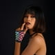 thumbnail image 5 of KAKOWELY 1 par de guantes sin dedos de rejilla de doble capa coloridos para mujer, adecuados para fiestas de los 80, bodas, eventos punk, cómodos y duraderos., 5 of 5