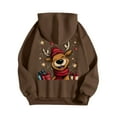 thumbnail image 5 of larppty Christmas Sweatshirts for Women Reindeer Graphic Oversized Fleece Hoodies Xmas Holiday Sweater with Pocket (Brown, L), 5 of 8
